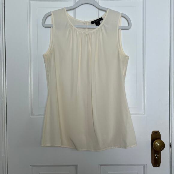 St. John Women's 4 100% Silk Off White Cream Tank Blouse Sheer Keyhole Back Flaw - Picture 1 of 11